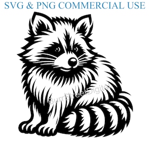 Raccoon SVG & PNG Digital Files, Vector Graphic Design Print Laser Engrave Files, Instant Digital Download