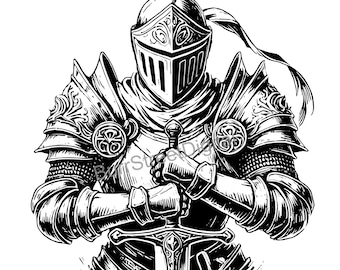 Knight SVG & PNG Digital Files, Vector Graphic Design Print Laser Engrave Files, Instant Digital Download, Crusader