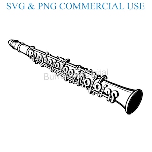 Clarinet SVG & PNG Digital Files, Vector Graphic Design Print Laser Engrave Files, Instant Digital Download Music Instrument