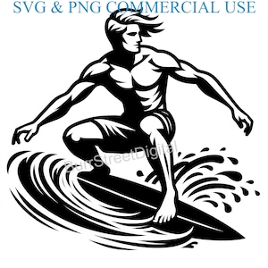 Surfer SVG & PNG Digital Files, Vector Graphic Design Print Laser Engrave Files, Instant Digital Download