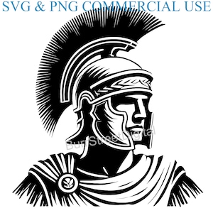 Archivos digitales SVG y PNG de soldado romano, diseño gráfico vectorial, impresión y grabado láser, descarga digital instantánea