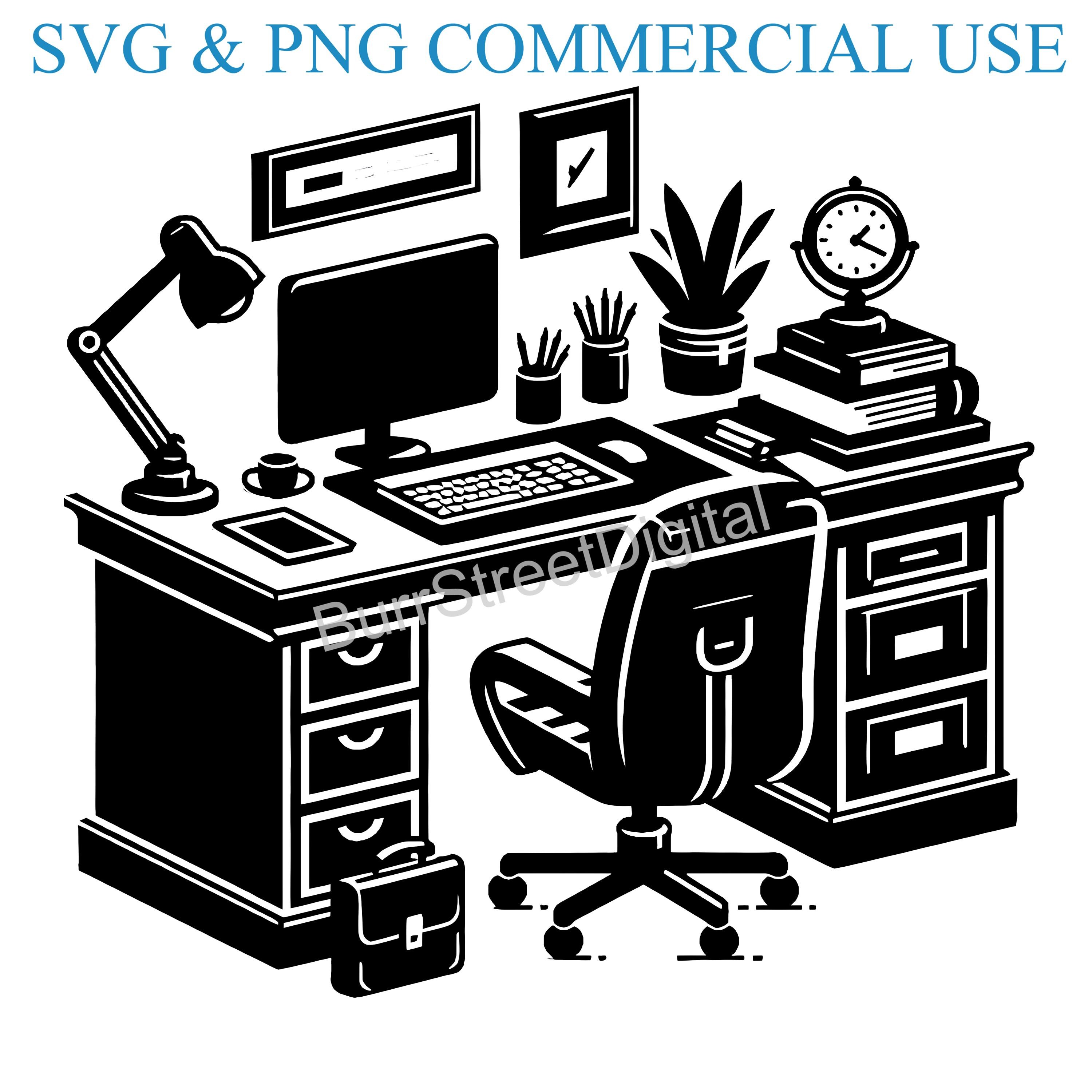 Office Desk Vector Graphic, SVG & PNG Files (digital Download) - Etsy