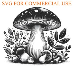 Mushroom SVG Digital File, Vector Graphic Design Print Laser Engrave Files, Instant Digital Download