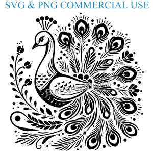 Peacock SVG & PNG Digital Files, Vector Graphic Design Print Laser Engrave Files, Instant Digital Download