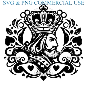 Roi de coeur rond fichiers numériques SVG & PNG, conception graphique vectorielle impression fichiers de gravure laser, téléchargement numérique instantané