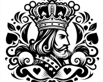 King of Hearts SVG, PNG, Graphic Design Files (Digital Download)