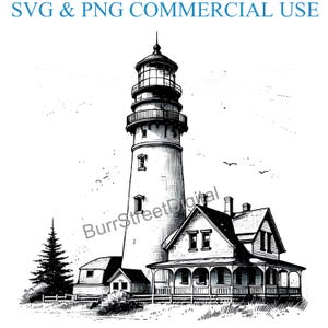 Lighthouse SVG & PNG Digital Files, Vector Graphic Design Print Laser Engrave Files, Instant Digital Download,
