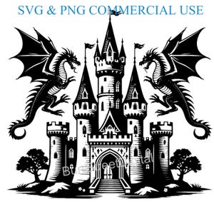Medieval Castle SVG & PNG Digital Files, Vector Graphic Design Print Laser Engrave Files, Instant Digital Download