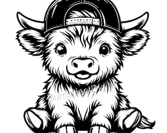 Baby Highland Cow SVG & PNG Digital Files, Vector Graphic Design Print Laser Engrave Files, Instant Digital Download,