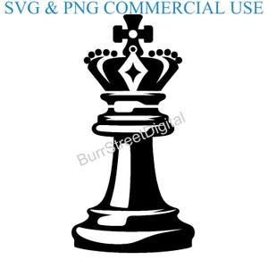 Queen Chess Piece SVG & PNG Digital Files, Vector Graphic Design Print Laser Engrave Files, Instant Digital Download