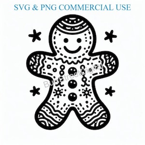 Gingerbread Man SVG PNG Digital Files, Vector Graphic Design Print Laser Engrave Files, Instant Digital Download