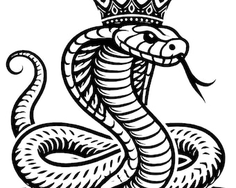 King Cobra with Crown SVG PNG, Laser Cut File (Digital Download)