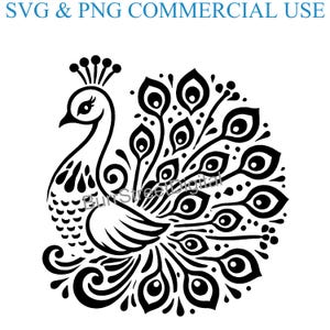 Peacock SVG & PNG Digital Files, Vector Graphic Design Print Laser Engrave Files, Instant Digital Download