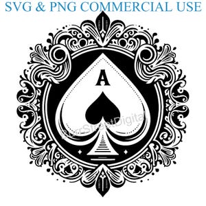 Ace of Spades SVG & PNG Digital Files, Vector Graphic Design Print Laser Engrave Files, Instant Digital Download