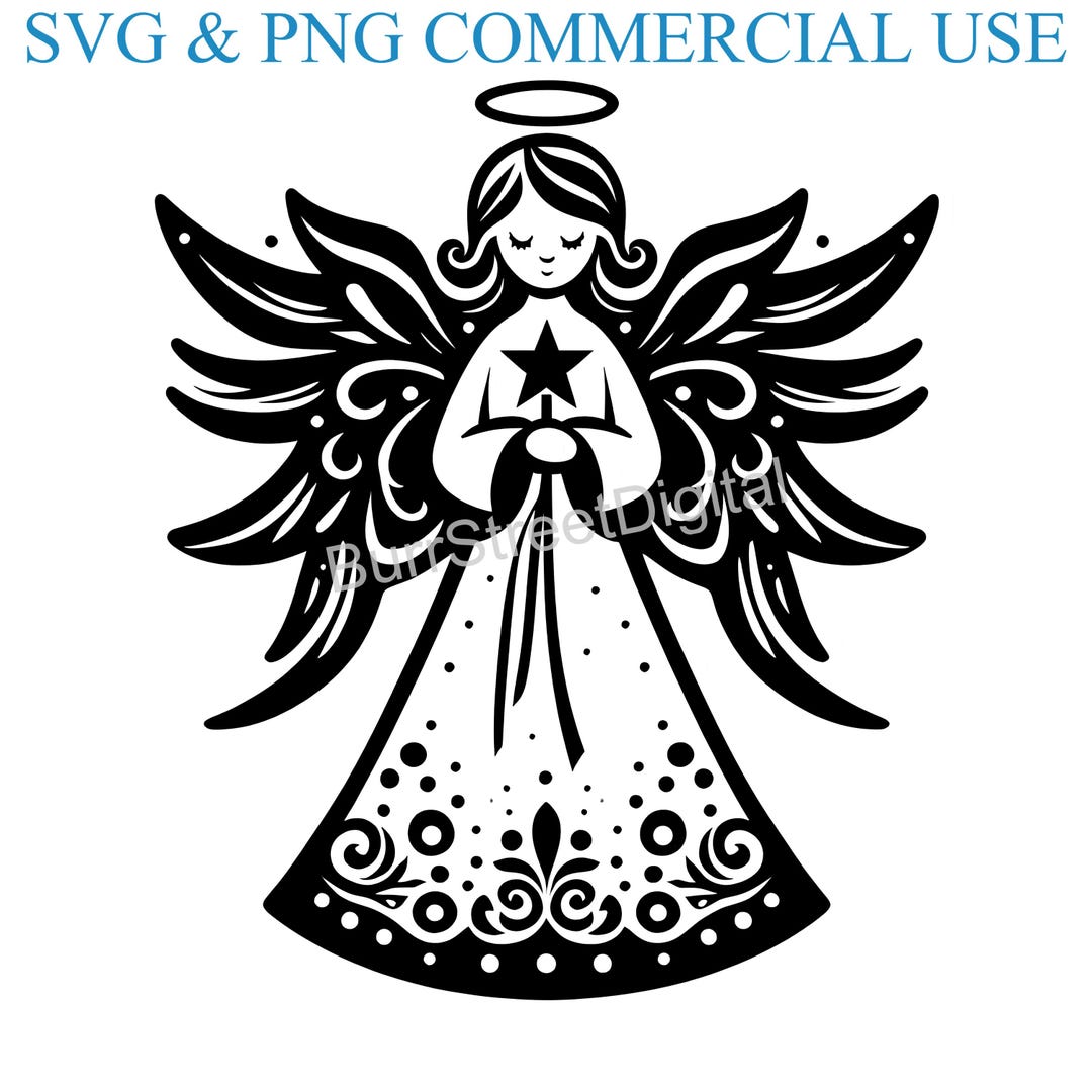 Christmas Angel SVG & PNG Digital Files, Vector Graphic Design Print ...
