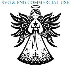 Weihnachtsengel SVG & PNG digitale Dateien, Vektor-Grafikdesign Druck Lasergravur Dateien, sofortiger digitaler Download