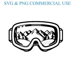 Snow Goggles SVG & PNG Digital Files, Vector Graphic Design Print Laser Engrave Files, Instant Digital Download