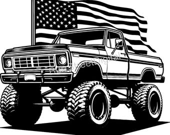 4x4 Truck amerikanische Flagge SVG, Vektorgrafik (digitaler Download)