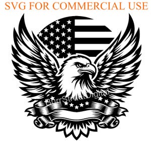 Eagle American Flag SVG Digital File, Vector Graphic Design Print Laser Engrave Files, Instant Digital Download
