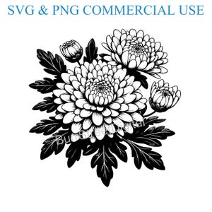 Chrysanthemum SVG Digital File, Vector Graphic Design Print Laser Engrave Files, Instant Digital Download