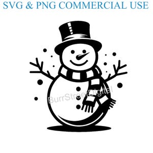 Snowman SVG & PNG Digital Files, Vector Graphic Design Print Laser Engrave Files, Instant Digital Download