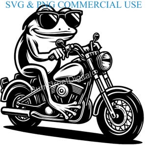 Frog on a Motorcycle SVG & PNG Digital Files, Vector Graphic Design Print Laser Engrave Files, Instant Digital Download