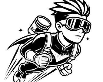 Jetboy Superhéroe SVG PNG, Diseño Gráfico Vectorial (Descarga Digital)