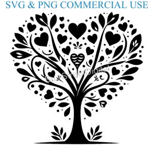 Heart Shaped Tree SVG & PNG Digital File, Vector Graphic Design Print Laser Engrave Files, Instant Digital Download,