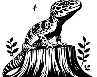 Leopard Gecko Vector Graphic, Laser Cut File SVG PNG (Digital Download)