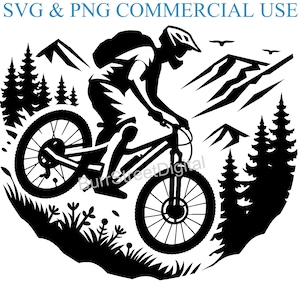 Mountain Bike SVG & PNG Digital Files, Vector Graphic Design Print Laser Engrave Files, Instant Digital Download