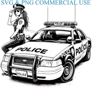 Politie digitale SVG- en png-bestanden, vector grafisch ontwerp print lasergraveerbestanden, instant digitale download, vrouwelijke officier