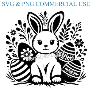 Easter Bunny SVG & PNG Digital Files, Vector Graphic Design Print Laser Engrave Files, Instant Digital Download