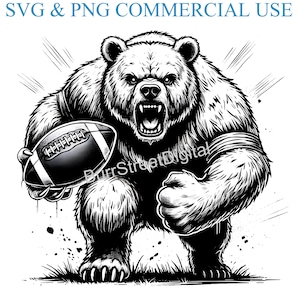 Chicago Bear SVG & PNG Digital Files, Vector Graphic Design Print Laser Engrave Files, Instant Digital Download