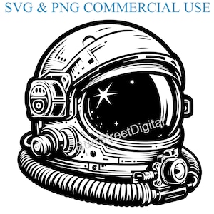 Astronaut Helmet SVG & PNG Digital Files, Vector Graphic Design Print Laser Engrave Files, Instant Digital Download
