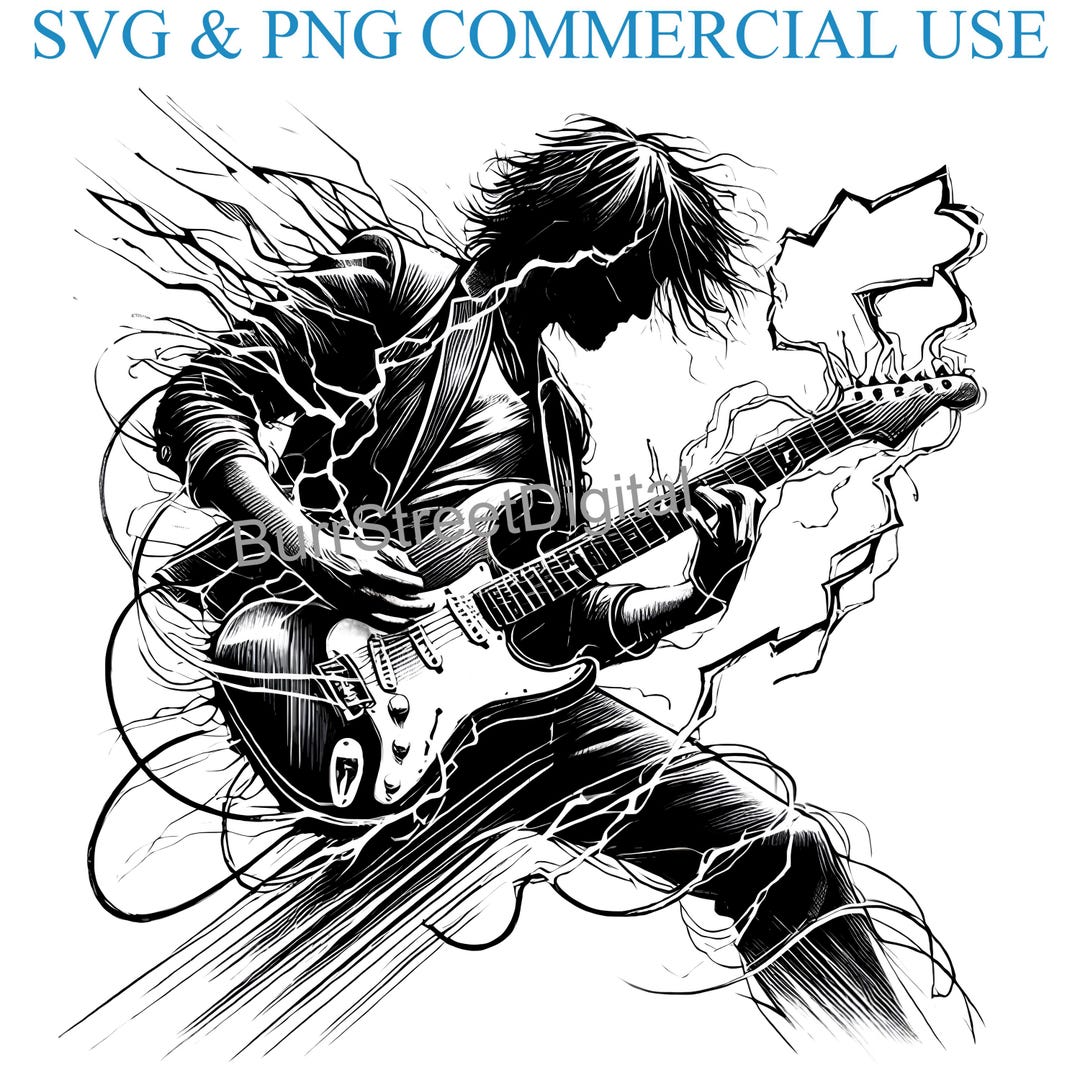 Rock Star Electric Guitar SVG PNG, Vector Graphic (digital Download) - Etsy