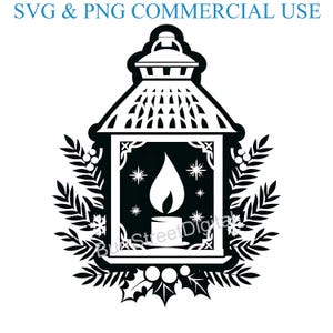 Christmas Lantern SVG & PNG Digital Files, Vector Graphic Design Print Laser Engrave Files, Instant Digital Download
