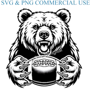 Chicago Bear SVG & PNG Digital Files, Vector Graphic Design Print Laser Engrave Files, Instant Digital Download