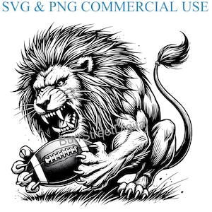 Detroit Lion Football fichiers numériques SVG & PNG, conception graphique vectorielle impression fichiers de gravure laser, téléchargement numérique instantané,