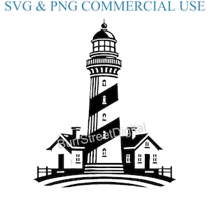 Lighthouse SVG & PNG Digital Files, Vector Graphic Design Print Laser Engrave Files, Instant Digital Download
