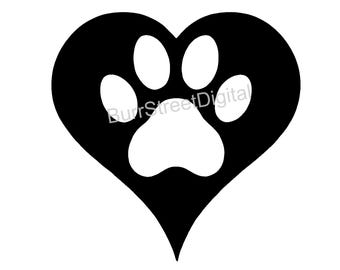 Heart Paw Print SVG, PNG Files, Laser Engrave (Digital Download)