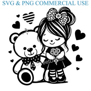 Teddy Bear SVG & PNG Digital Files, Vector Graphic Design Print Laser Engrave Files, Instant Digital Download