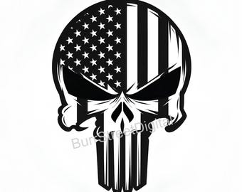 Punisher Skull American Flag SVG PNG, Laser Cut File (Digital Download)