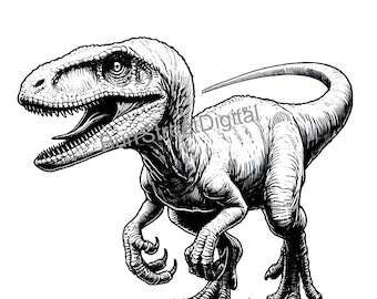 ヴェロキラプトルのベクターグラフィック、恐竜のレーザー彫刻ファイル（SVGおよびPNG）