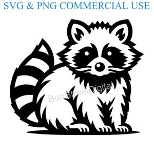 Raccoon SVG & PNG Digital Files, Vector Graphic Design Print Laser Engrave Files, Instant Digital Download