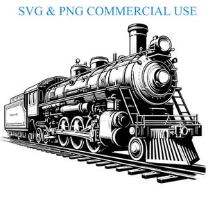 Locomotive Train SVG & PNG Digital Files, Vector Graphic Design Print Laser Engrave Files, Instant Digital Download