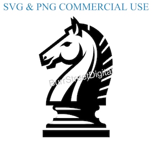 May include: Black and white silhouette of a chess knight, a horse's head with a mane, standing on a base.