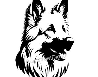 Illustration vectorielle de berger allemand, fichier découpé au laser (téléchargement numérique)