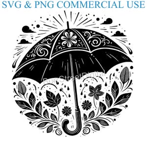 Umbrella SVG & PNG Digital Files, Vector Graphic Design Print Laser Engrave Files, Instant Digital Download,