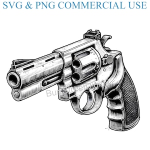 Revolver SVG & PNG Digital Files, Vector Graphic Design Print Laser Engrave Files, Instant Digital Download