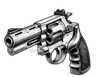 Revolver Skull SVG, PNG, Vector Graphic Design (Digital Download)